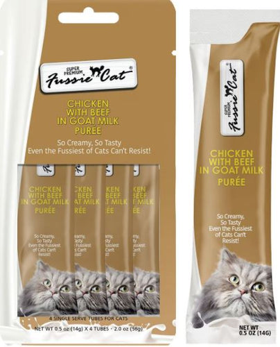 Fussie Cat Chicken with Beef in Goat Milk Purée (2 oz (4 Pack))