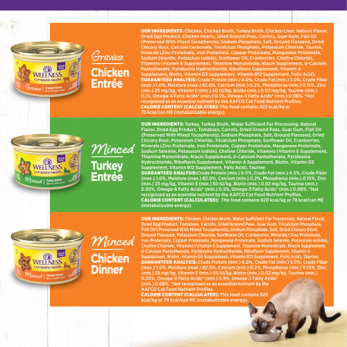 Wellness Complete Health Natural Grain Free Wet Cat Food Variety Pate Recipes Chicken & Turkey Lovers