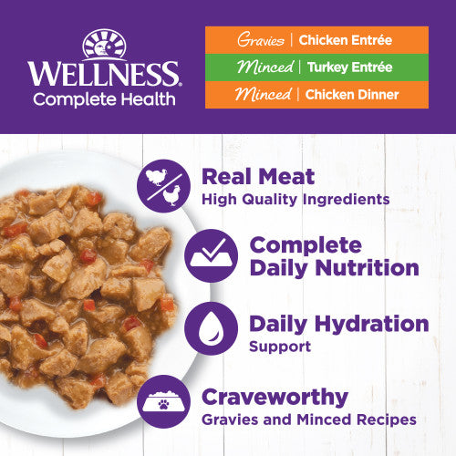 Wellness Complete Health Natural Grain Free Wet Cat Food Variety Pate Recipes Chicken & Turkey Lovers